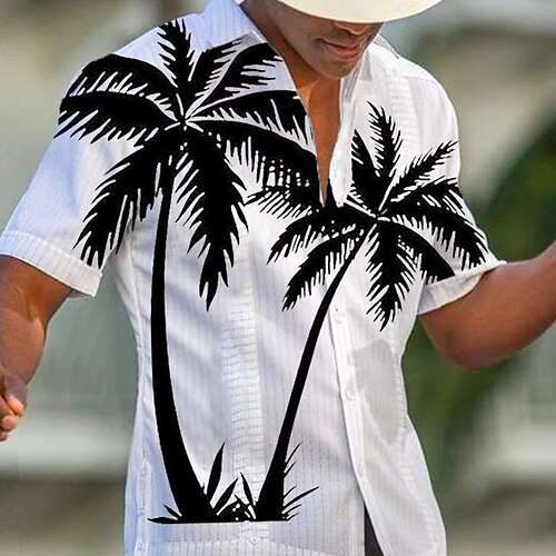 

Herren Hemd Hawaiihemd Sommerhemd Knopfhemd Sommerhemd Strandhemd Schwarz Weiß Beige Kurzarm Graphic Baum Umlegekragen Heißprägen Outdoor Strasse Button-Down Bekleidung Baumwolle Modisch Brautkleider