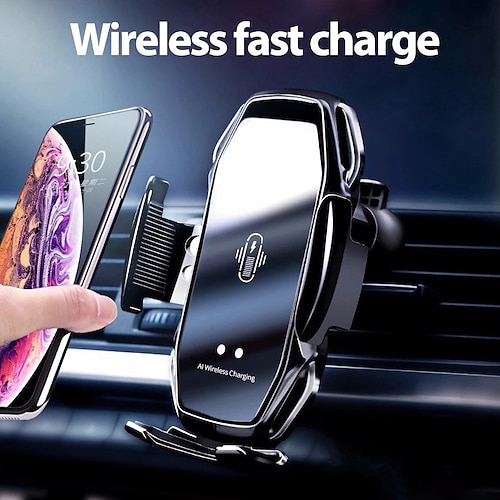 

10W Fast Charging Qi Car Phone Holder Wireless Charger Auto Clip Vent Holder