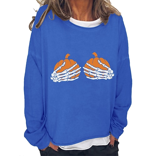 

Women's Pullover Graphic Patterned Halloween Print Halloween Casual Hot Stamping Basic Essential Casual Hoodies Sweatshirts Green Black Khaki