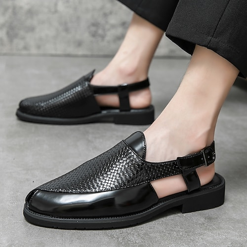 

Hombre Zapatos de taco bajo y Slip-On Zapatos tejidos Casual Clásico Diario Oficina y carrera PU Negro Marrón Primavera Verano