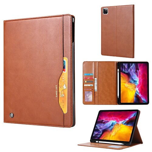 

Tablet Case Cover For Apple iPad 10.2'' 9th 8th iPad Air 5th 4th iPad Pro 12.9'' iPad mini 6th Pencil Holder Multi-Angle Viewing Wallet Card Holder Auto Wake Sleep Solid Colored PU Leather
