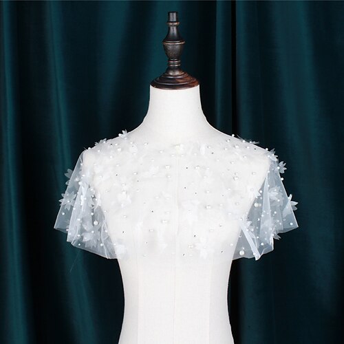 

Sleeveless Bridal / Sweet Tulle Wedding / Engagement Party Shawl Wrap / Shawls / Women's Wrap With Imitation Pearl / Appliques