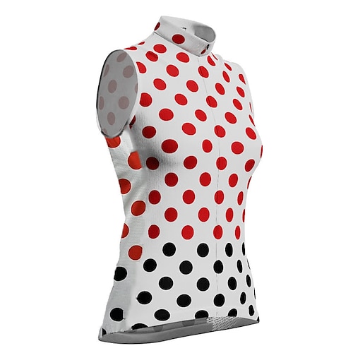 

21Grams Women's Cycling Vest Sleeveless Mountain Bike MTB Road Bike Cycling Red Polka Dot Bike Breathable Quick Dry Moisture Wicking Reflective Strips Back Pocket Polyester Spandex Sports Polka Dot