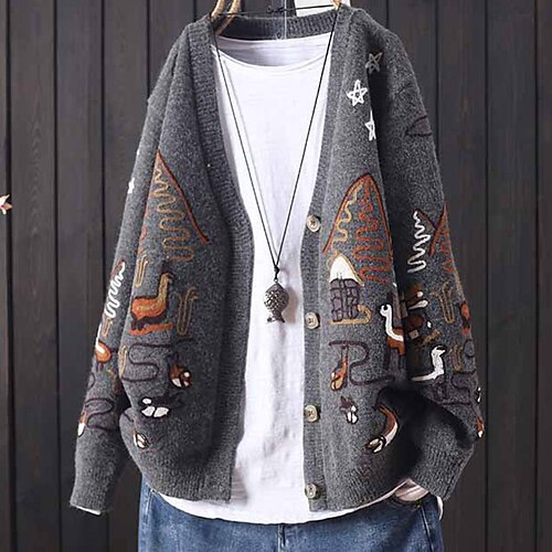 

Mulheres Sueter Cardigan Saltador Tricotar Tricotado Imprimir Floral Abertura Frontal à moda Casual Ao ar livre Diário Inverno Outono Cáqui Bege Tamanho Único / Manga Longa / Feriado / Normal