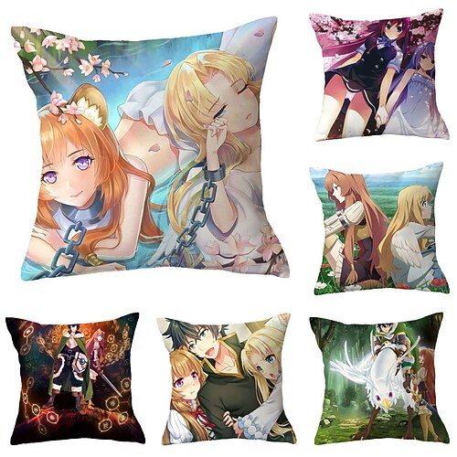 

Double Side Cushion Cover 6PC Soft Decorative Square Throw Pillow Cover Cushion Case Pillowcase for Sofa Bedroom Superior Quality Machine Washable The Rising of the Shield Hero