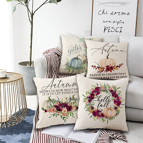 

Autumn Double Side Cushion Cover 4PC Soft Decorative Square Throw Pillow Cover Cushion Case Pillowcase for Sofa Bedroom Superior Quality Machine Washable