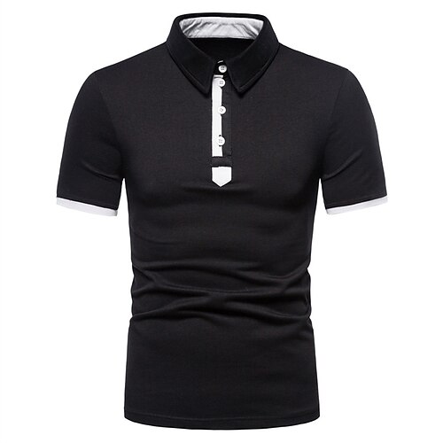 

Men's Collar Polo Shirt Golf Shirt Solid Color Turndown Black Street Daily Short Sleeve Button-Down Clothing Apparel Fashion Casual Comfortable / Beach