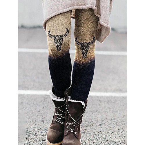 

Women's Tights Leggings Green Yellow Gray Mid Waist Designer Tights Casual / Sporty Daily Print Micro-elastic Full Length Tummy Control Dandelion S M L XL 2XL / Skinny
