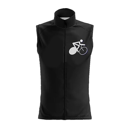 

21Grams Men's Cycling Vest Sleeveless Black Graphic Bike Breathable Quick Dry Reflective Strips Back Pocket Polyester Spandex Sports Graphic Clothing Apparel