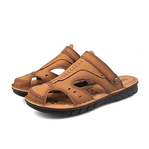 

Men's Sandals Casual Classic Daily Office Career PU Light Brown Dark Brown Black Spring Summer