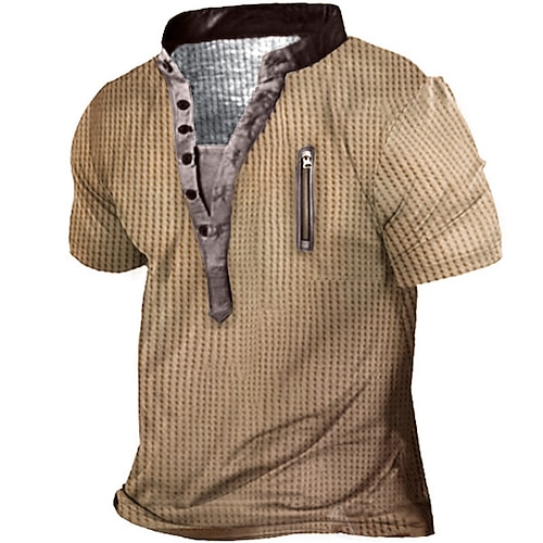 

Homens Camiseta Camisa Henley Camisetas Gráfico Houndstooth Colarinho Chinês Verde Azul Marron Cinzento Impressão 3D Tamanho Grande Ao ar livre Diário Botão para baixo Imprimir Roupa Básico Designer