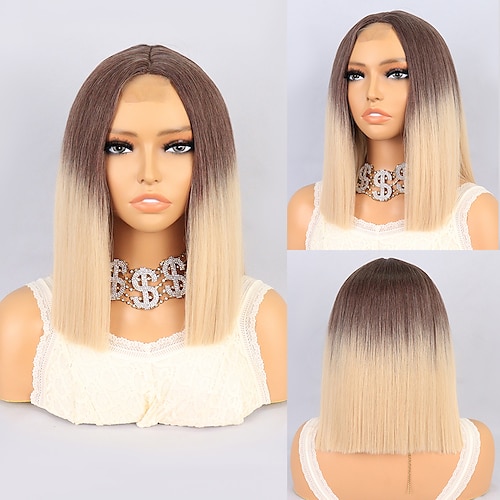 

Synthetic Lace Wig Straight Style 12 inch Red Middle Part 13x4x1 T Part Lace Front Wig Ladies Wig Light Brown Lace Wine Red Black Brown / Daily Wear / Party / Evening / Daily