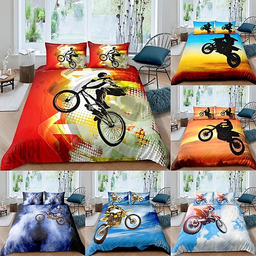 

Motorcycle Racing Duvet Cover Quilt Bedding Sets Comforter Cover,Queen/King Size/Twin/Single(1 Duvet Cover, 1 Or 2 Pillowcases Shams)