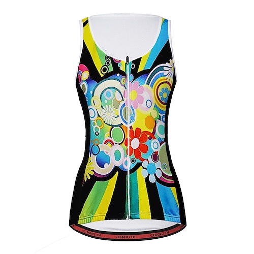 

21Grams Women's Cycling Vest Sleeveless Mountain Bike MTB Road Bike Cycling Yellow Floral Botanical Bike Breathable Quick Dry Moisture Wicking Reflective Strips Back Pocket Polyester Spandex Sports
