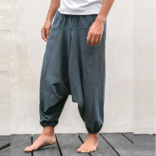 

Men's Joggers Bloomers Trousers Baggy Beach Pants Drawstring Elastic Waist Solid Color Comfort Breathable Casual Daily Holiday Sports Streetwear Blue Gray / Elasticity