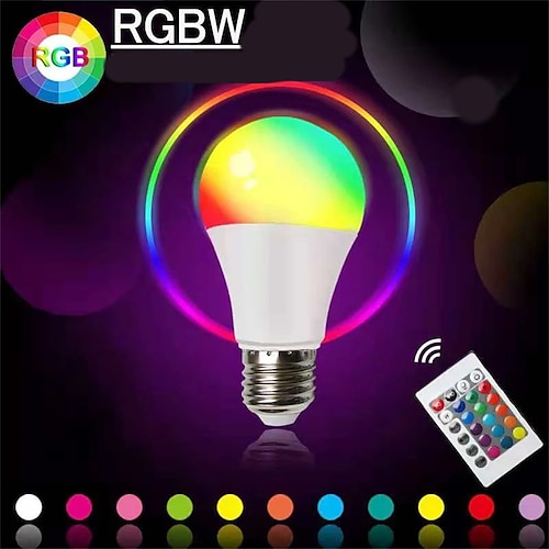 

4pcs 7w RGBW LED Light Bulb E27 E26 16 Color Changing Dimmable A19 A50 A60 Remote Control for Home Decor Bedroom Stage Party