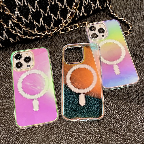 

Phone Case For Apple Back Cover iPhone 13 Pro Max 12 11 Portable Transparent Soft Edges Color Gradient Acrylic PC