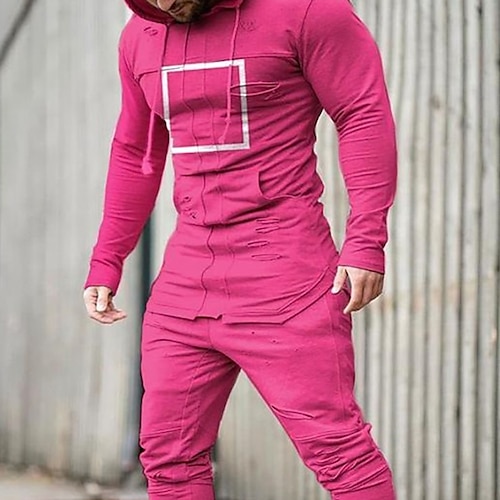 

Men's Tracksuit Hoodies Set Graphic Patterned Geometric 2 Piece Print Sports Outdoor Casual Sports 3D Print Sportswear Basic Essential Hoodies Sweatshirts Blue Purple Pink