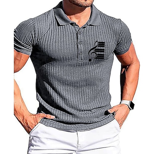 

Men's Collar Polo Shirt Knit Polo Sweater Golf Shirt Solid Color Notes Turndown Wine Khaki Light gray Dark Gray Navy Blue Outdoor Casual Short Sleeve Button-Down Clothing Apparel Casual Slim Fit