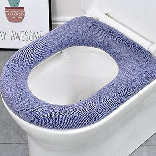 

Toilet Seat Cover Plush Closetool Cushion Home Thick Washable Toilet Round Cover