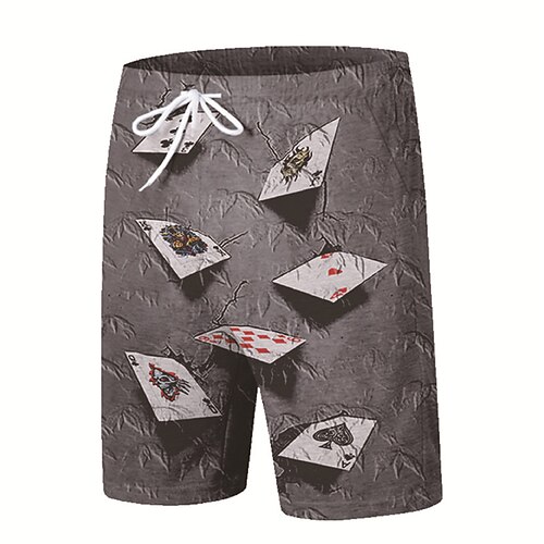 

Men's Designer Streetwear Shorts Beach Shorts 3D Print Drawstring Elastic Waist Short Pants Casual Daily Micro-elastic Graphic Patterned Poker Breathable Soft Mid Waist Dark Gray S M L XL XXL