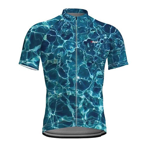 

21Grams Men's Cycling Jersey Short Sleeve Bike Top with 3 Rear Pockets Mountain Bike MTB Road Bike Cycling Breathable Quick Dry Moisture Wicking Reflective Strips Blue Graphic Polyester Spandex Sports