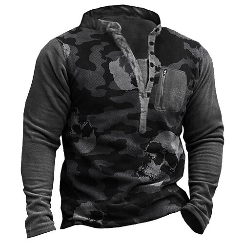 

Men's Sweatshirt Pullover Graphic Patterned Skull Zipper Print Casual Daily Sports 3D Print Basic Streetwear Hoodies Sweatshirts Black