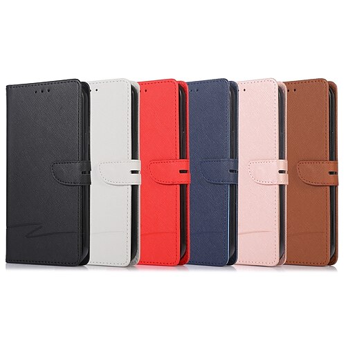 

Phone Case For Samsung Galaxy Wallet Card S22 Ultra Plus S21 FE S20 Note 20 Ultra Wallet with Stand with Wrist Strap Solid Colored PU Leather