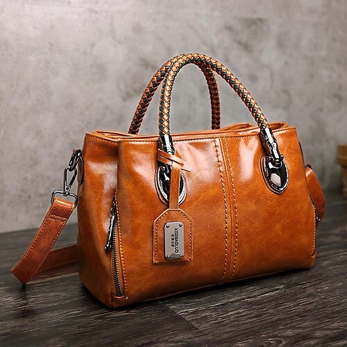 

Women's Girls' Handbag PU Leather Solid Color Vintage Daily Date Office & Career claret Green Black Brown