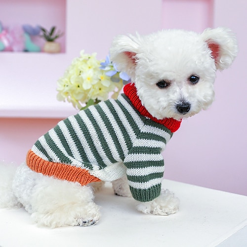 

Dog Cat Sweater Stripes Adorable Cute Dailywear Casual Daily Winter Dog Clothes Puppy Clothes Dog Outfits Soft Green Costume for Girl and Boy Dog Polyester XS S M L XL
