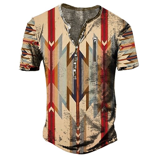 

Men's Henley Shirt Tee T shirt Tee 3D Print Graphic Patterned Plus Size Henley Daily Sports Zipper Button-Down Short Sleeve Tops Designer Basic Casual Big and Tall Khaki / Summer / Summer