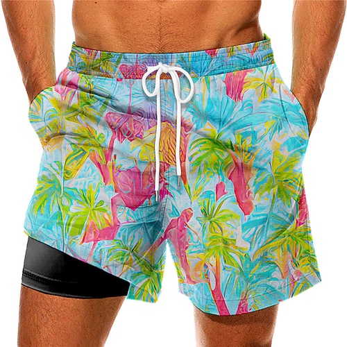 

Men's Swim Trunks Swim Shorts Quick Dry Board Shorts Bathing Suit Compression Liner with Pockets Drawstring Swimming Surfing Beach Water Sports Tropical Printed Spring Summer