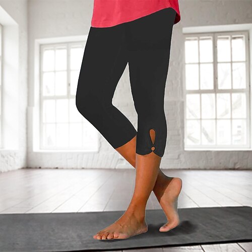 

Women's Capri Leggings Yoga Pants Cut Out Design High Waist Bottoms Tummy Control Butt Lift Quick Dry White Black Green Yoga Fitness Gym Workout Sports Activewear Stretchy Skinny Athletic Athleisure