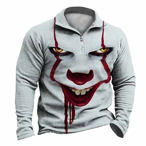 

Men's Unisex Zip Up Sweatshirt Pullover Gray Half Zip Graphic Prints Zipper Print Daily Sports 3D Print Designer Casual Big and Tall Spring & Fall Clothing Apparel Hoodies Sweatshirts Long Sleeve