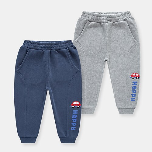 

Kids Boys Pants Gray Navy Blue Letter Fall Summer Active Casual 2-8 Years