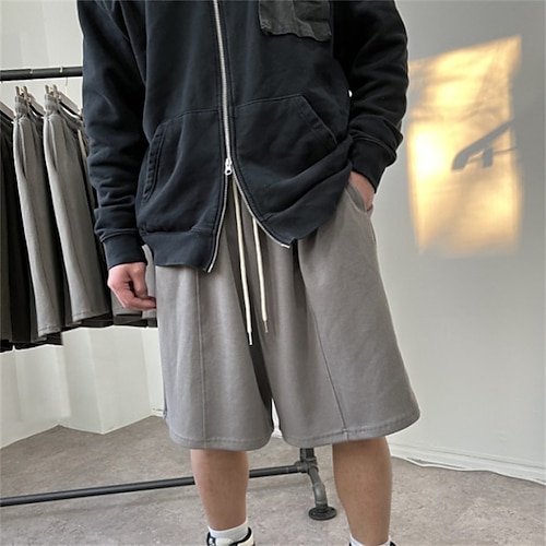 

Men's Classic Style Fashion Sweatpants Shorts Drawstring Elastic Waist Knee Length Pants Sports Outdoor Casual Micro-elastic Solid Color Comfort Breathable Mid Waist ArmyGreen Light gray Dark Gray M