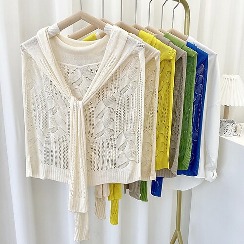 

Women Shirt Detachable Fake Collar Shawl Classical Solid Color Knitted Cape for Mother Spring Autumn Travel Tops Decorative