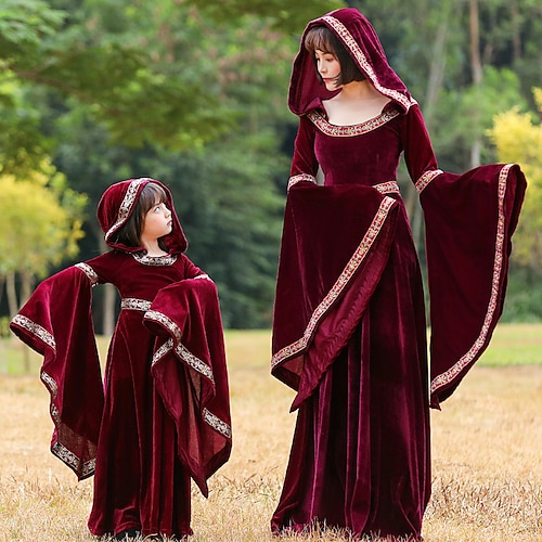 

Outlander Witches Retro Vintage Medieval Renaissance 17th Century Dress Women's Girls' Kid's Costume Vintage Cosplay Party / Evening Long Sleeve Dress Halloween