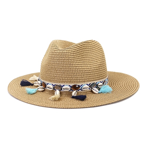 

Hot New Shell Tassels Straw Hats Summer Cooling Outdoor Seaside Beach Sun Hat for Women Men Trendy Woven Breathable Sun Protection Jazz Hat