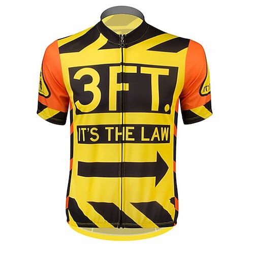 

21Grams Men's Cycling Jersey Short Sleeve Bike Jersey Top with 3 Rear Pockets Mountain Bike MTB Road Bike Cycling Breathable Quick Dry Moisture Wicking Reflective Strips Yellow Polyester Spandex