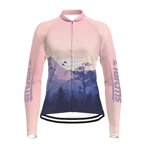 

21Grams Women's Cycling Jersey Long Sleeve Bike Top with 3 Rear Pockets Mountain Bike MTB Road Bike Cycling Breathable Quick Dry Moisture Wicking Rosy Pink Graphic Patterned Spandex Polyester Sports
