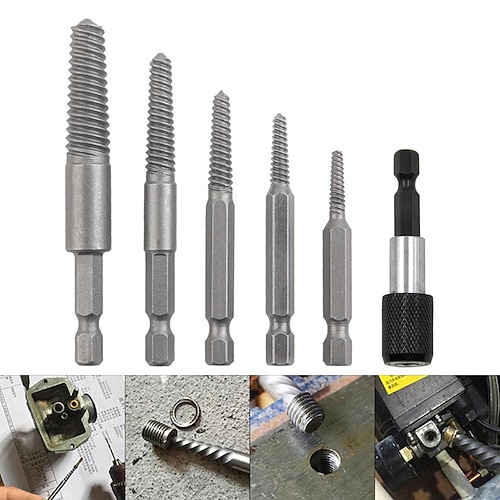 

6pc Broken Wire Extractor Screw Extractor Hexagonal Handle Extractor Tool Broken Head Screw To Take Out Broken Wire