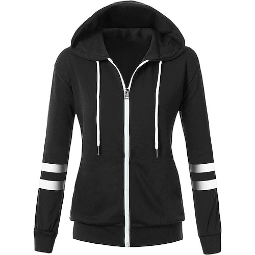 

Mujer Talla extra Chaqueta Bolsillo Cerrar Bloque de color Exterior Casual Manga Larga Sudadera Regular Otoño Primavera Verde Trébol Negro Rojo L XL XXL 3XL