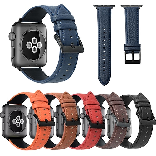 

1pc Smart Watch Band Compatible with Apple iWatch 38/40/41mm 42/44/45mm Genuine Leather Luxury Adjustable Classic Clasp Leather Loop for iWatch Smartwatch Strap Wristband for Series 7 / SE