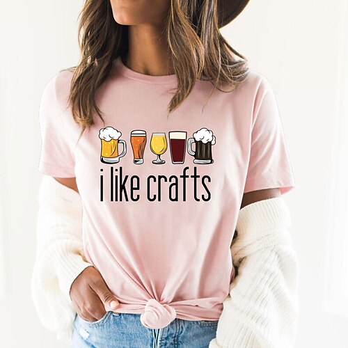 

Women's T shirt Tee Graphic Patterned Letter Daily Going out Weekend T shirt Tee Short Sleeve Print Round Neck Basic Essential 100% Cotton Green White Blue S