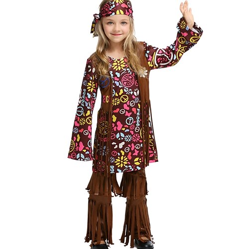 

Kids Girls' Halloween SkirtSet Clothing Set 2 Pieces Long Sleeve Brown Graphic Patterned Letter Print Cosplay Costumes Vintage Costume Regular 2-6 Years