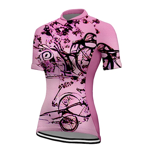 

21Grams Women's Cycling Jersey Short Sleeve Bike Top with 3 Rear Pockets Mountain Bike MTB Road Bike Cycling Breathable Quick Dry Moisture Wicking Reflective Strips Rosy Pink Graphic Polyester Spandex