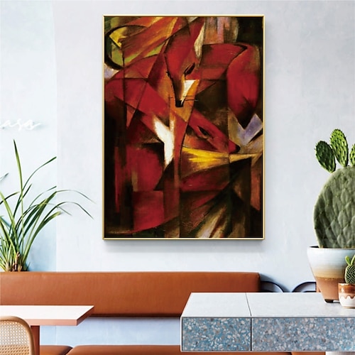 

Handmade Hand Painted Oil Painting Wall Art Franz Marc Abstract Carving Painting Home Decoration Decor Rolled Canvas No Frame Unstretched