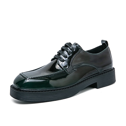 

Men's Oxfords Business Casual Classic Daily Leather Green Black Fall Summer / Square Toe