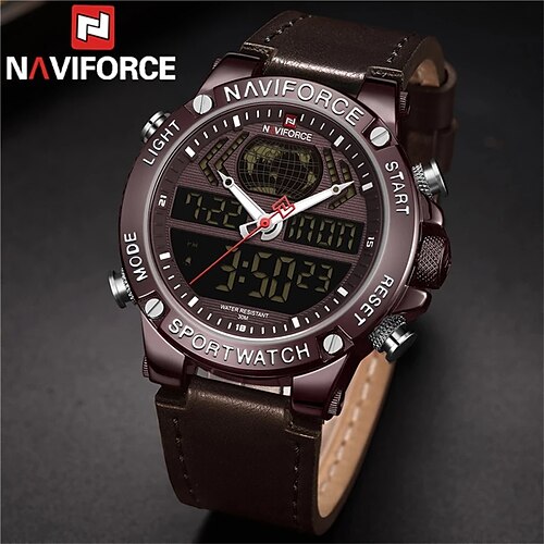 

NAVIFORCE Quartz Watch for Men Analog Quartz Stylish Formal Style Waterproof Large Dial Alloy PU Leather Fashion